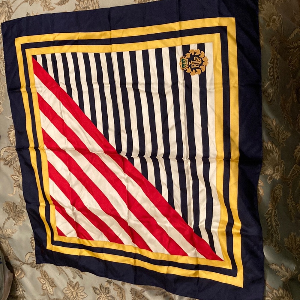 Women’s Lauren Ralph Lauren Nautical Silk Navy, Red, and Yellow Scarf